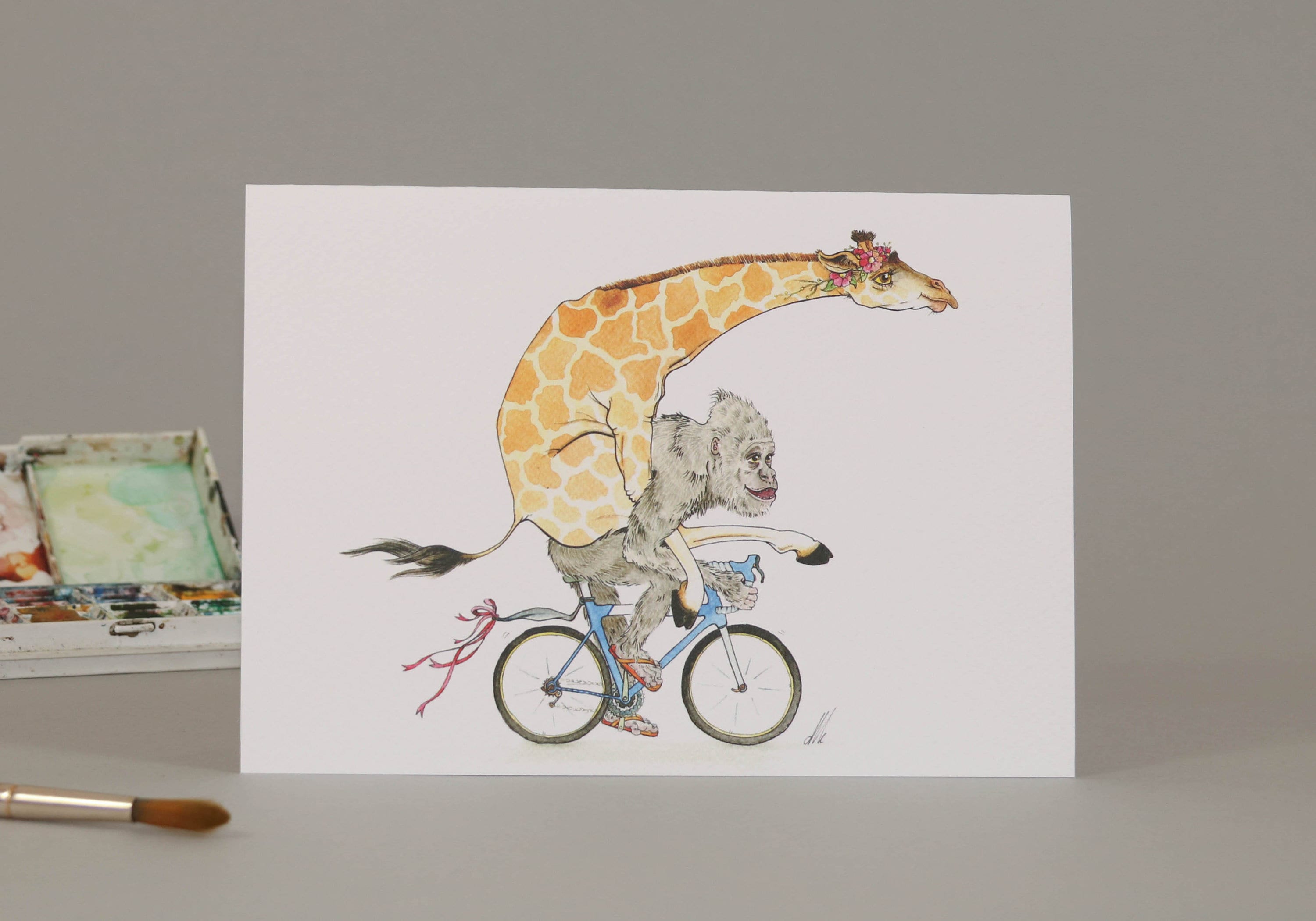 Biking Beasts Hand Drawn Greetings Card - Etsy