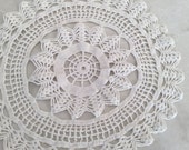 1960's Crocheted White Doily  35cm circular.