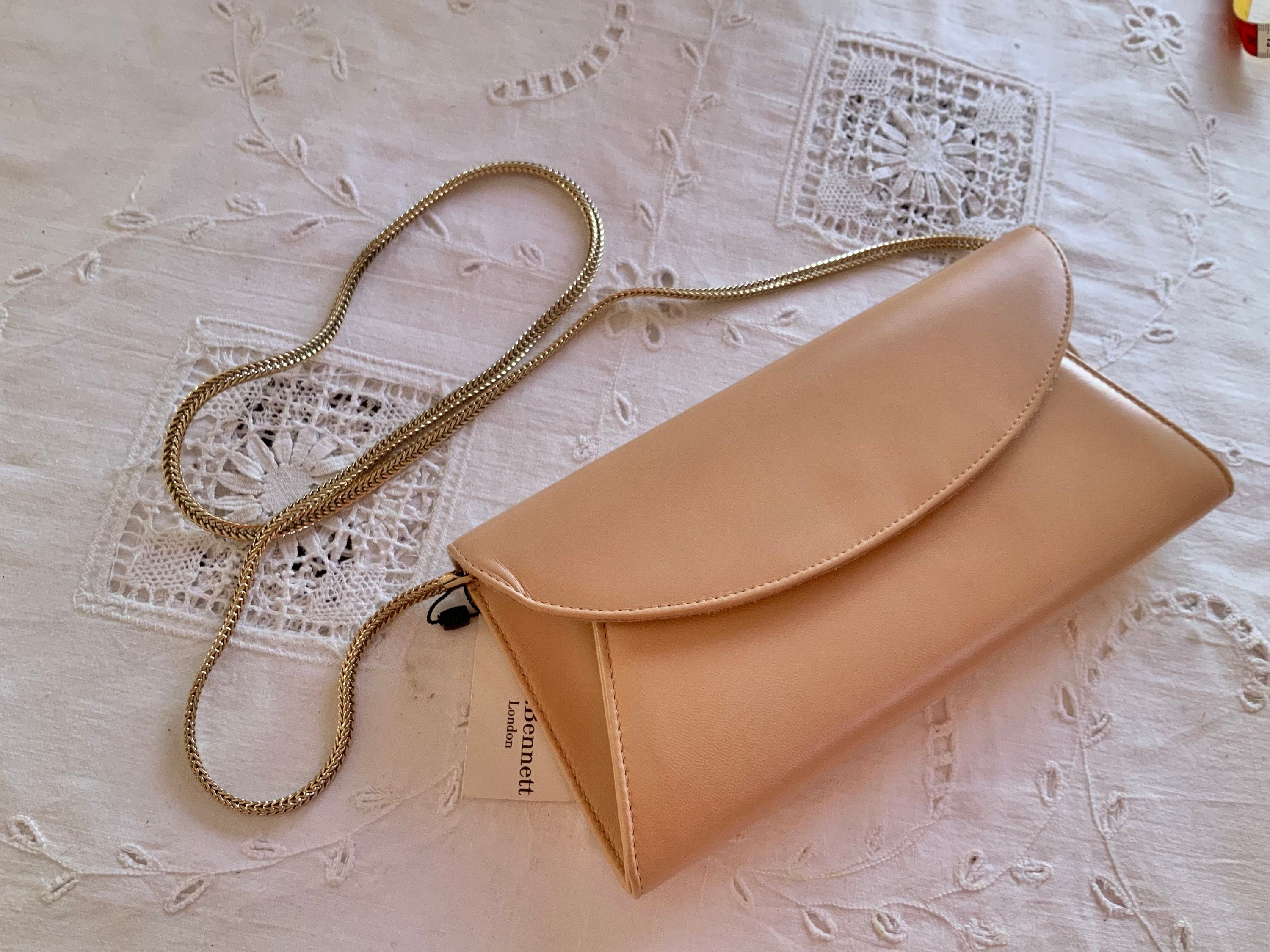 Lk Bennett Rose Gold Glitter Clutch Bag LK Bennett Leather Clutch