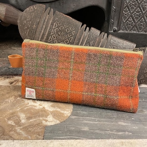 Trousse de toilette en tweed orange