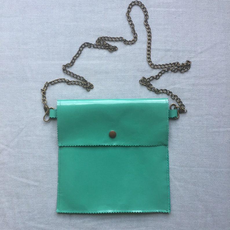 Small light green leather pouch