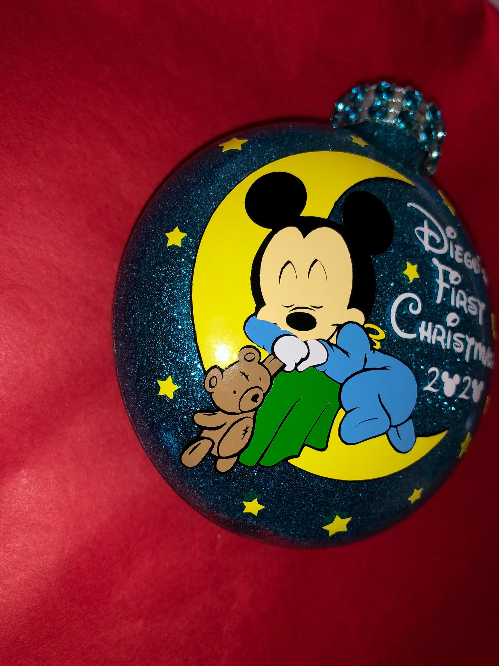 Personalized Baby Mickey Mouse First Christmas Ornament Etsy