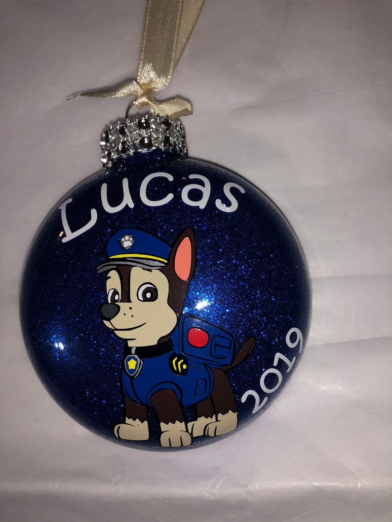 Personalized Chase Paw Patrol Character Christmas Ornament Etsy