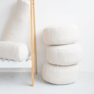 100 Hemp Zafu Zen Cushion Small Pouf Pouffe Oatmeal Round