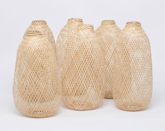 Set of 6 - Woven Bamboo Baskets / Accessories Supplies For Creating Pendant Lights & Floor Lamps