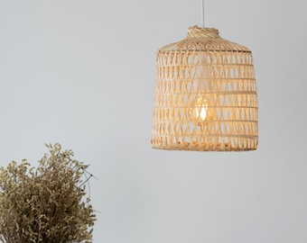 Handwoven Bamboo Pendant Light – Thai Fishing Trap Lampshade - Natural & Bohemian