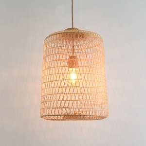 Large Fishing Trap Bamboo Light Handmade Woven Pendant Lamp
