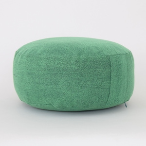 Kapok Filled Zafu Cushion Floor Pillow, Small Ottoman Pouf / Pouffe | Round Meditation Circle Stonewash Green Brown Blue Red Yellow Natural