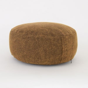 Kapok Filled Zafu Cushion Floor Pillow, Small Ottoman Pouf / Pouffe | Round Meditation Circle Stonewash Golden Brown Blue Red Green Natural