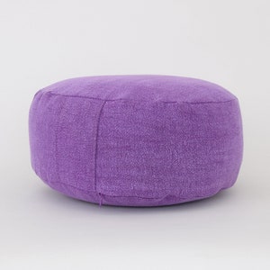 Kapok Filled Zafu Cushion Floor Pillow, Small Ottoman Pouf / Pouffe | Round Meditation Circle Stonewash Green Brown Blue Red Purple Natural