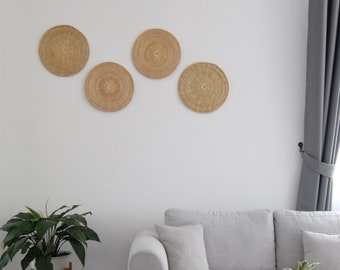 Woven Rattan Wall Decor - Round Plate Design