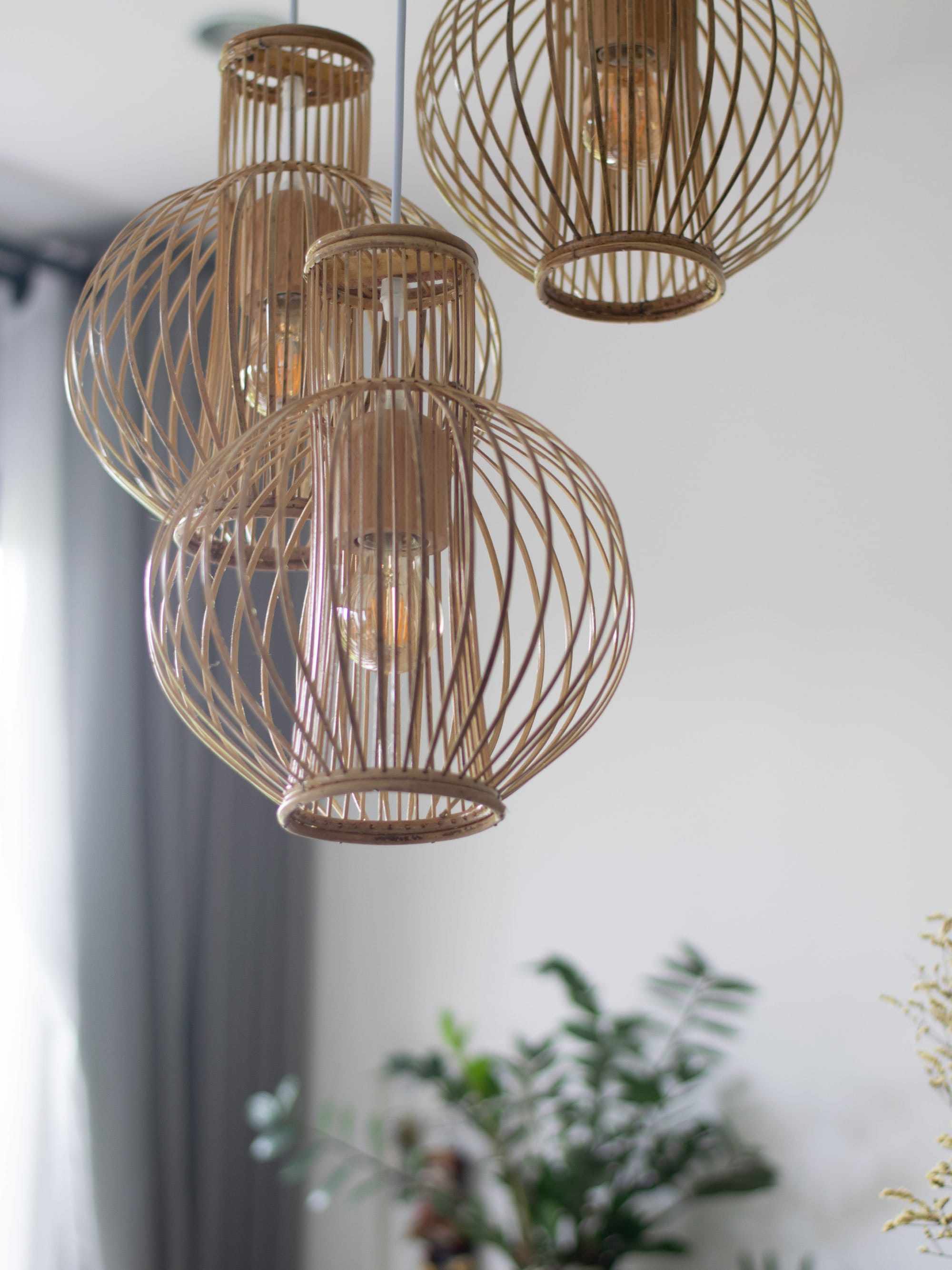 COCOL Bambus Pendelleuchte – Höhenverstellbar, E27, Handgewebt – Für Wohnzimmer, Schlafzimmer, Villa