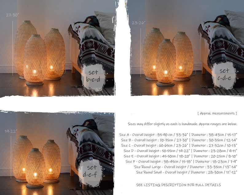 Freestanding Bamboo Floor Lamp Handmade Wooden Light Thai Etsy