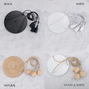 Cluster Pendant Kit Cable Set Rattan Rope White Black Hardwired Ceiling Canopy Light Fixture