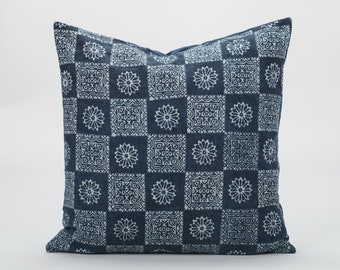 Funda de almohada batik índigo Hmong – Cojín tribal étnico (50,8 x 50,8 cm)