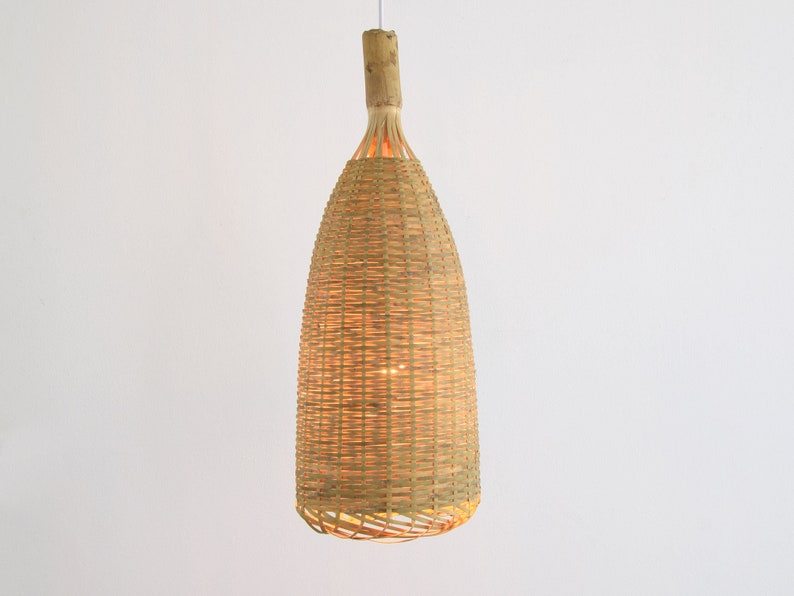 Repurposed Fishing Trap Basket Bamboo Pendant Light Woven Etsy