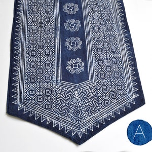 Handwoven Hmong Indigo Batik Table Runner Handwoven Hill Tribe Cotton TableRunner, Traditionally Indigo Plant Dyed Rustic, Ethnic Home image 4