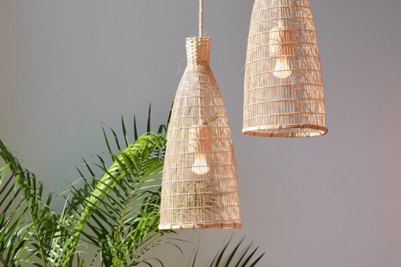 Natural Bamboo Light Handmade Pendant Lamp / Hanging Repurposed