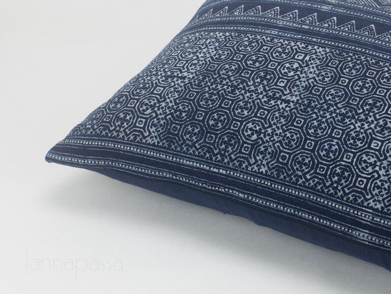 Hill Tribe Indigo Batik Pillow Cover / Lumbar Cushion Cover Etsy
