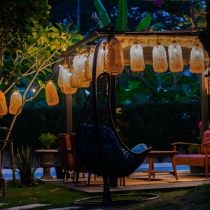 Outdoor Lighting Set Bamboo Pendant String Lights Weatherproof Waterproof Garden Tree Patio Cafe Restaurant Fishing Trap Plug Basket Lamp image 4
