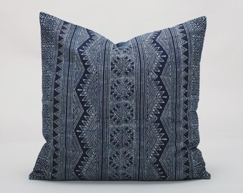 Funda de almohada batik índigo Hmong de 20 x 20 cm, cojín tribal
