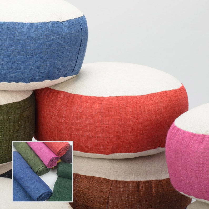 Raw Hill Tribe Hemp Kapok Filled Zafu Small Ottoman Pouf Etsy