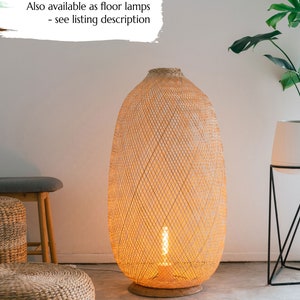 Handwoven Bamboo Rattan Pendant Light, Wicker Shade, Flexible Natural Wood Basket, Rustic Farmhouse Lighting, Canopy Kit or Plug In Swag Kit image 10