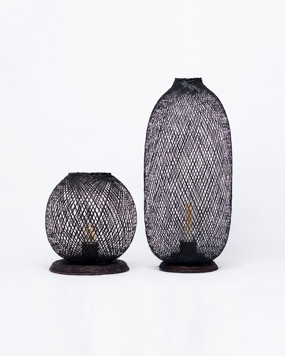 Black bamboo floor lamp deals