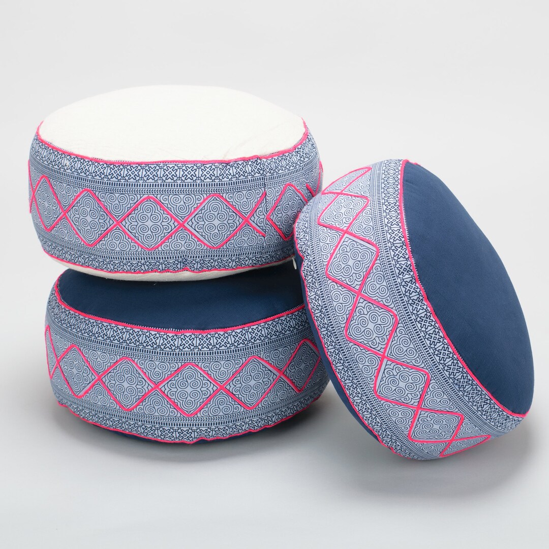 Hill Tribe Textile X Hemp X Organic Kapok Filled Zafu, Small Ottoman