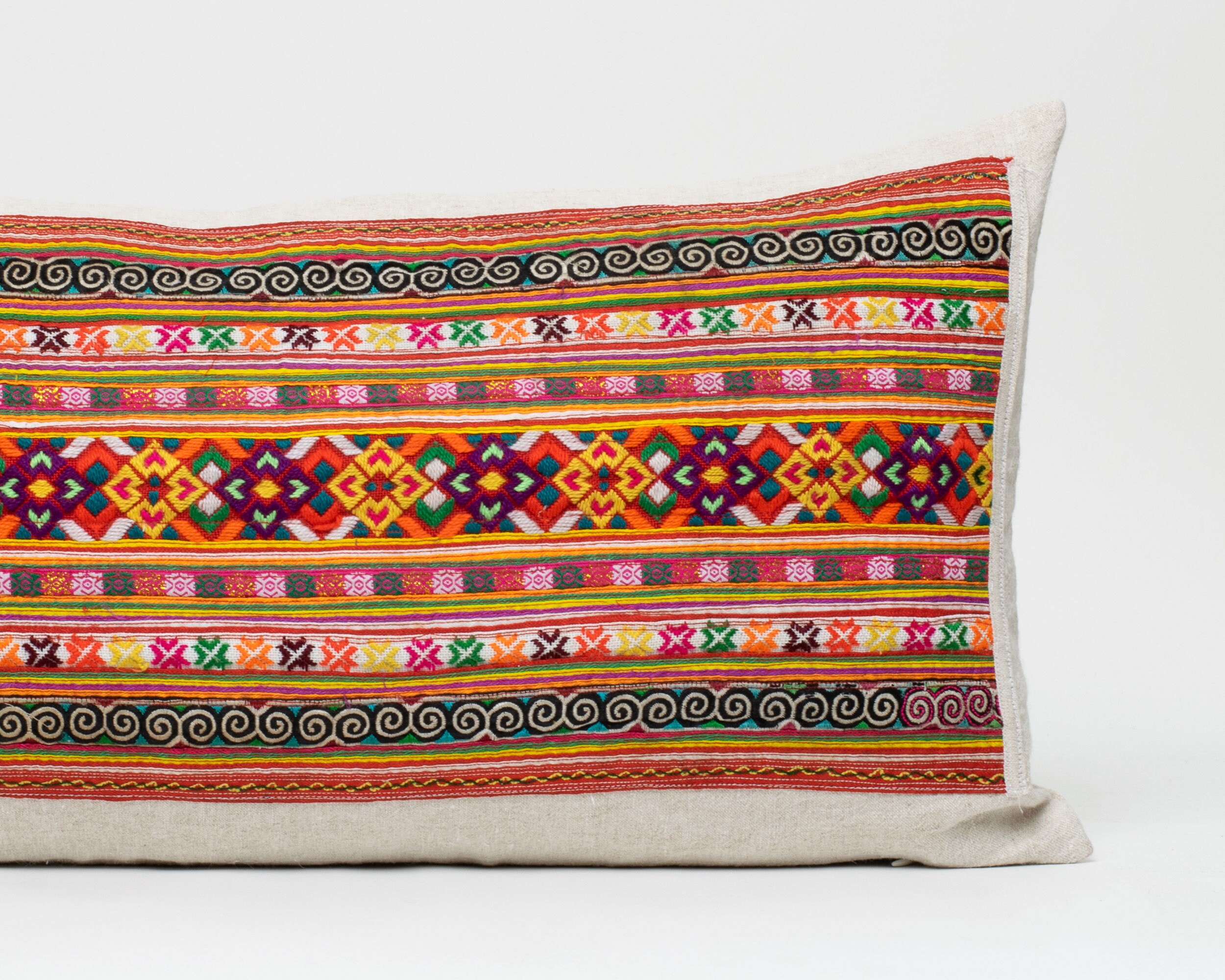Hill Tribe Textile Lumbar Pillow Cushion Handwoven Tribal Etsy