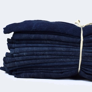 Pure Hill Tribe Indigo Cotton Fabric Sheet -  Handspun Handwoven Hmong Indigo Plant Dyed  Cotton Textile : 170cm x 85cm