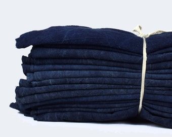 Pure Hill Tribe Indigo Cotton Fabric Sheet -  Handspun Handwoven Hmong Indigo Plant Dyed  Cotton Textile : 170cm x 85cm