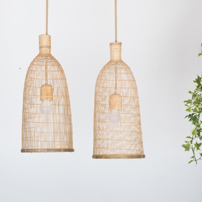 Handmade Bamboo Pendant Lamp / Hanging Repurposed Fish Trap image 0