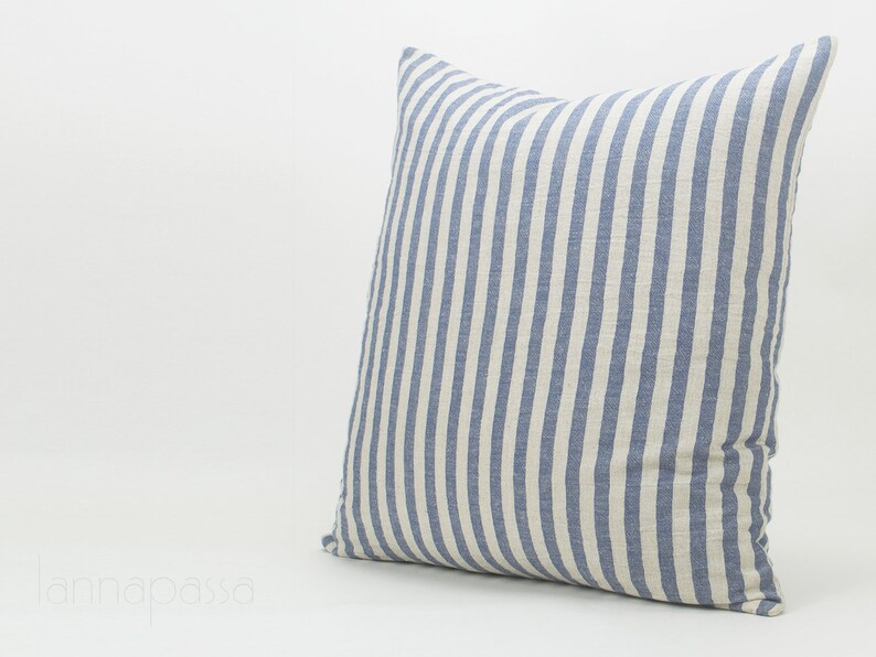 Striped Linen X Cotton Blend Cushion Cover Natural Pillow Etsy