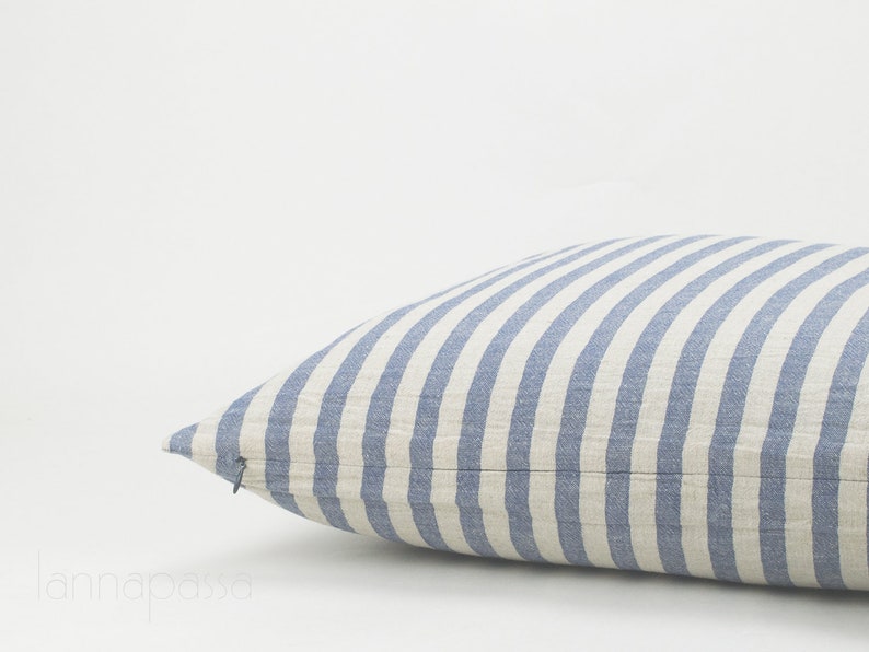 Striped Linen X Cotton Blend Cushion Cover Natural Pillow Etsy