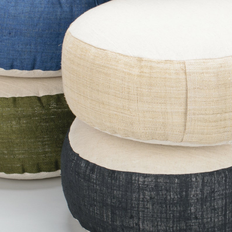 Raw Hill Tribe Hemp Kapok Filled Zafu Small Ottoman Pouf Etsy