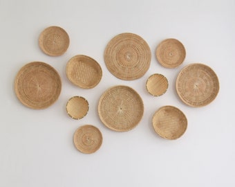 Woven Seagrass Basket Wall Decor Set of 11 - Boho Wall Art