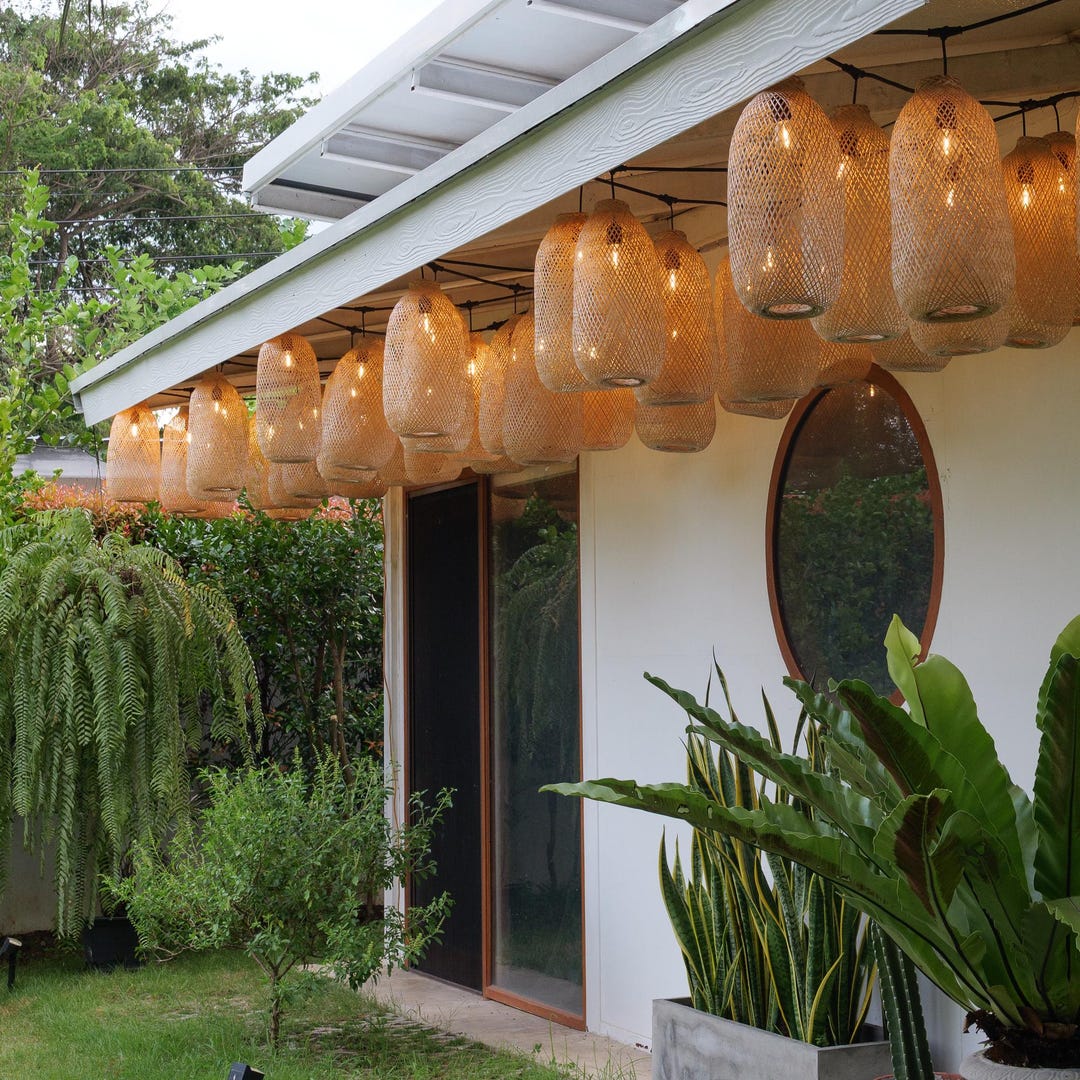 Buy Outdoor Lighting Set Bamboo Pendant String Lights