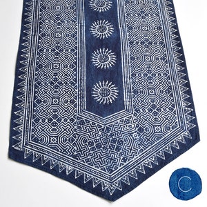 Handwoven Hmong Indigo Batik Table Runner Handwoven Hill Tribe Cotton TableRunner, Traditionally Indigo Plant Dyed Rustic, Ethnic Home image 6