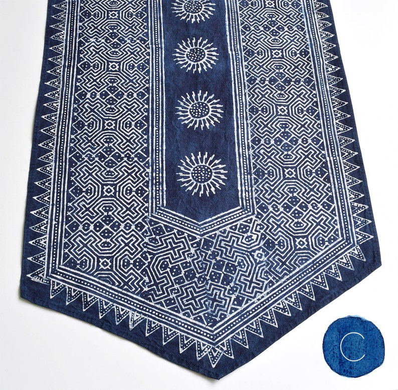 Handwoven Hmong Indigo Batik Table Runner Handwoven Hill Tribe Cotton TableRunner, Traditionally Indigo Plant Dyed Rustic, Ethnic Home image 6