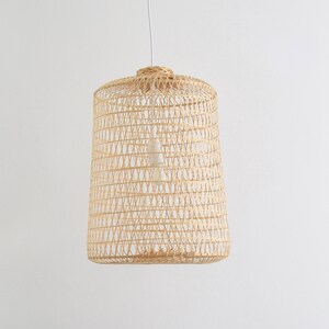 Large Fishing Trap Bamboo Light Handmade Woven Pendant Lamp / Hanging Repurposed Asian Natural Basket Wood Rope White Restaurant Rustic image 5