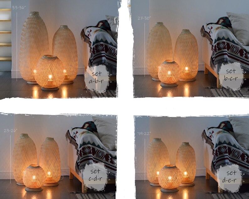 Freestanding Bamboo Floor Lamp Handmade Wooden Light Thai Etsy