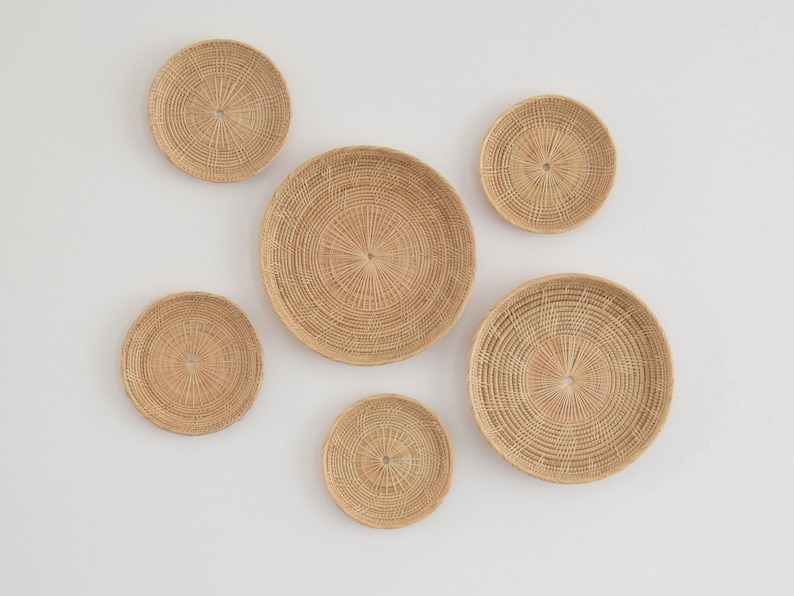 CLASSIC Set of 6 Woven Rattan Wall Decor Round Plate Etsy