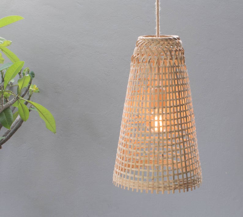 Bamboo Pendant Light Handmade Wooden Lamp Hanging Image 0