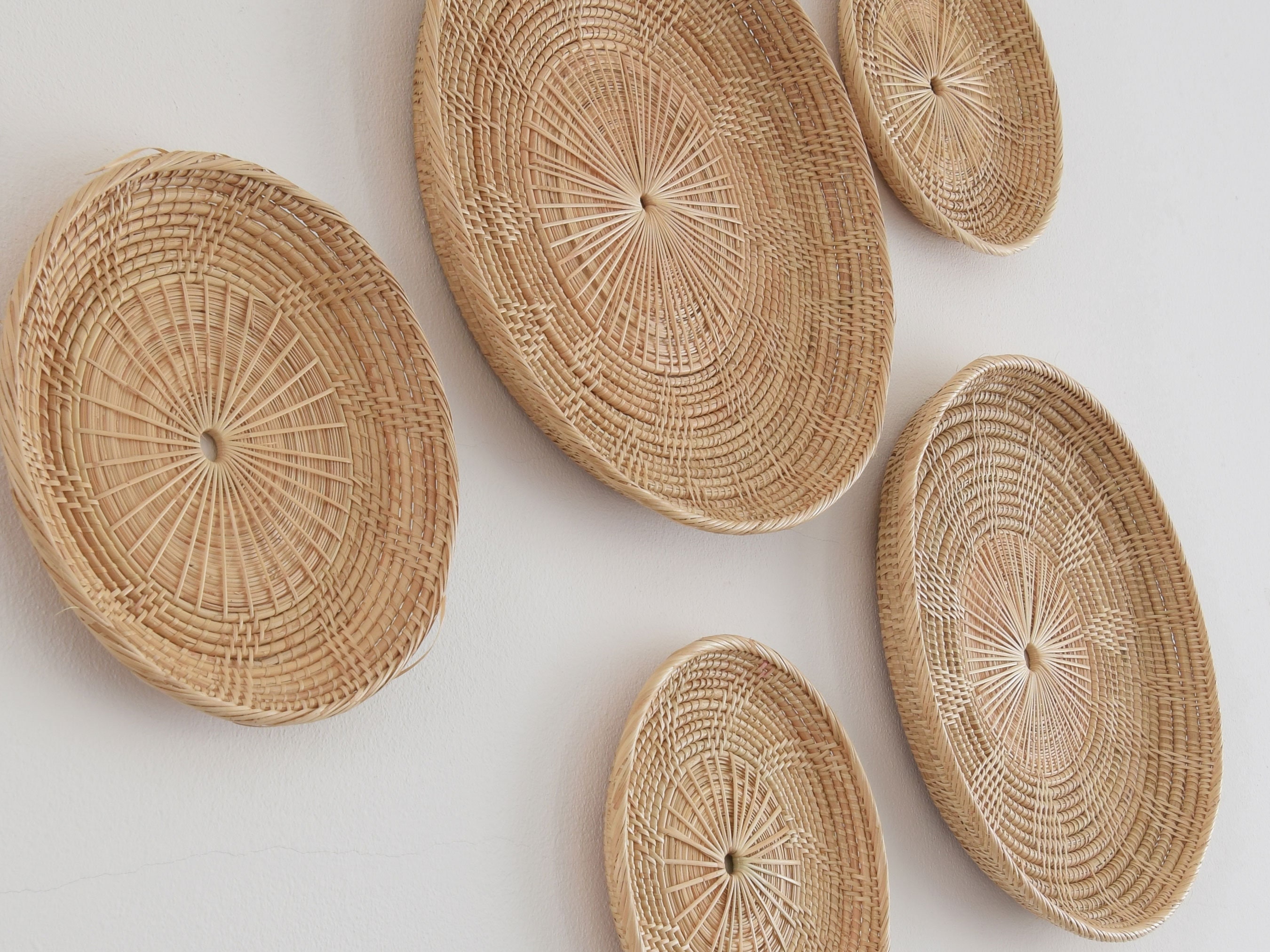 CLASSIC Set of 6 Woven Rattan Wall Decor Round Plate Etsy UK