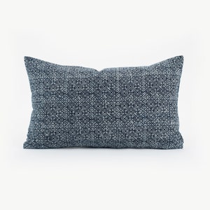 12x20&quot; - Hmong Hill Tribe Indigo Batik Lumbar Cushion Throw Pillow Bolster Cover Natural Kapok Insert Blue Ethnic Tribal Textile Fabric IN99