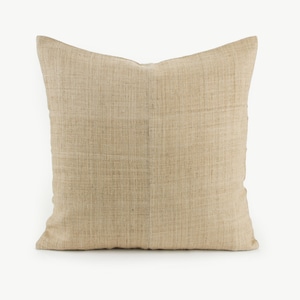 Natural Raw Hmong Hemp Cushion Cover 20x20 12x20 12x24 18x18 16x16 - Hill Tribe Pillow Light Rustic Handwoven Pure Rough Undyed Textile