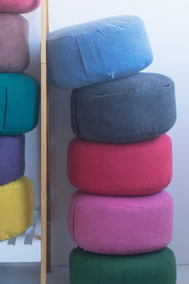 40cm Round Meditation Cushion Zafu Ottoman Pouf Kapok Filled RedEle