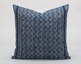 Funda de almohada batik índigo Hmong - Cojín tribal de 20 x 20 cm