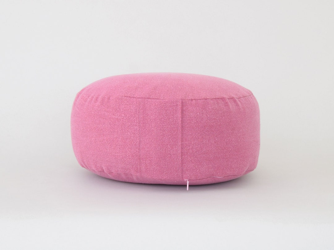 Kapok Filled Zafu Cushion Floor Pillow, Small Ottoman Pouf / Pouffe